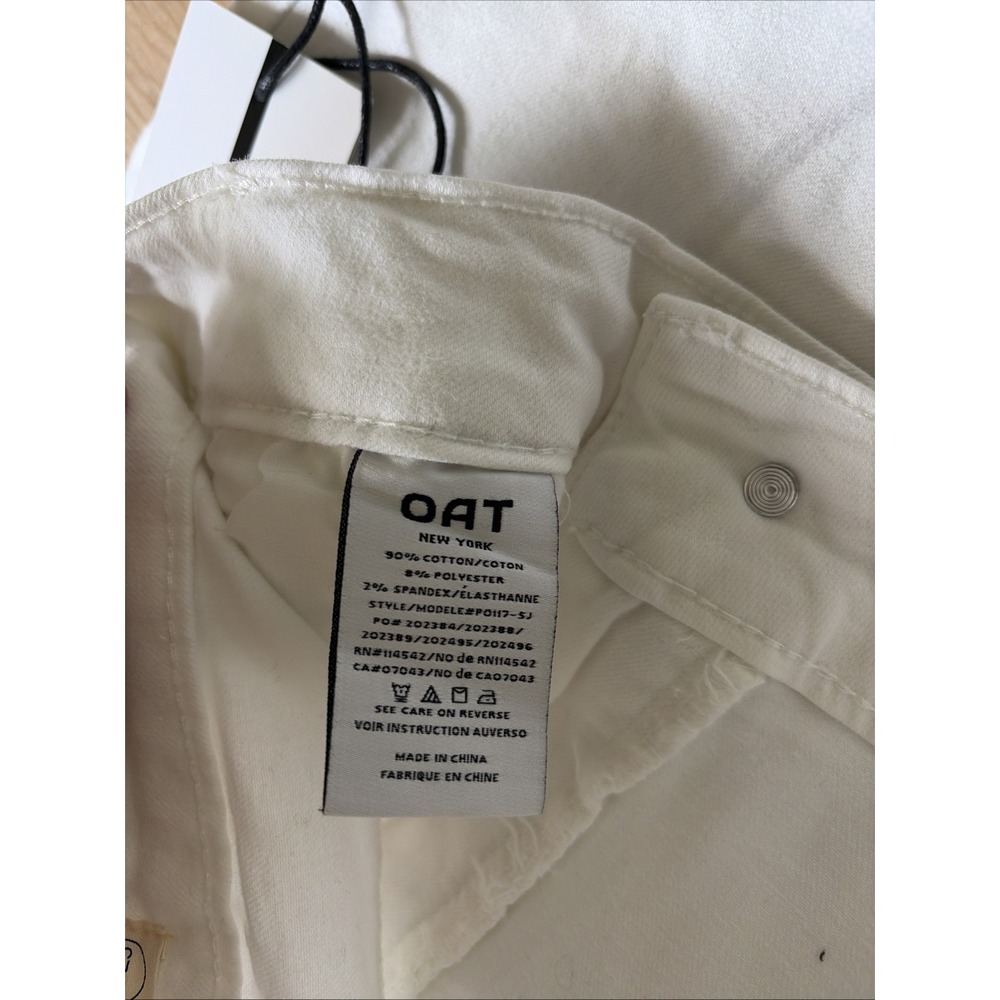 Oat New York Women's High Rise Wide Leg Ankle Jeans Raw Hem White Size 0 Glam - Picture 5 of 11